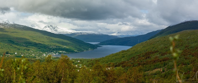 Blick auf den Fjord vom Hotel Gratangsfjellet aus